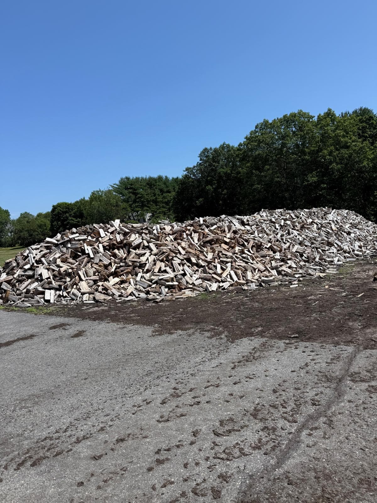 Large pile of seasoned split hardwood firewood ready for delivery